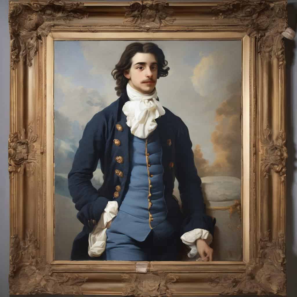 Άνδρας με ρομαντικό στυλ σε πίνακα ζωγραφικής, που αναδεικνύει την τέχνη ως μέσο κοινωνικού διαλόγου και πολιτιστικής έκφρασης.